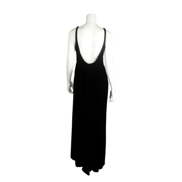 VALENTINO Black Velvet Sleeveless V-Neck Maxi Backless Dress - US 10 - Picture 3 of 7